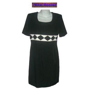 Vintage 80s Dynasty Little Black Dress Geometric New Wave Retro LBD Avant Garde